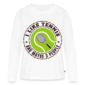 ICH MAG TENNIS UND VIELLEICHT DREI LEUTE - Frauen Premium Bio Langarmshirt - Weiß - Vorne - Julia (174cm)