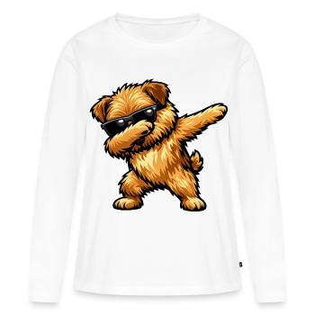 Dabbing Norfolk Terrier in Comic Style - Women's Premium Organic Long Sleeve Shirt - white - Front - Julia (174cm)