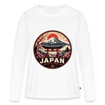 Japan Rising Sun Vintage-Reiseabzeichen - Frauen Premium Bio Langarmshirt - Weiß - Vorne - Julia (174cm)