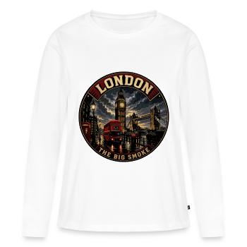 London Big Smoke Vintage-Reiseabzeichen - Frauen Premium Bio Langarmshirt - Weiß - Vorne - Julia (174cm)