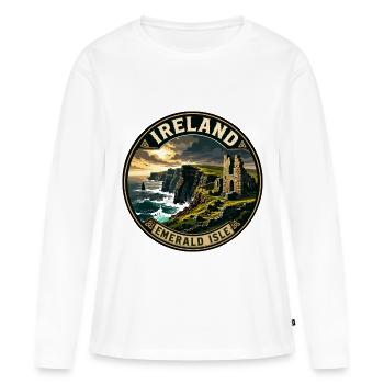 Ireland Emerald Isle Vintage Travel Badge - Women's Premium Organic Long Sleeve Shirt - white - Front - Julia (174cm)