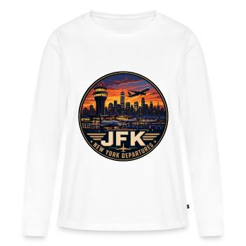 JFK Airport New York Vintage-Reiseabzeichen - Frauen Premium Bio Langarmshirt - Weiß - Vorne - Julia (174cm)