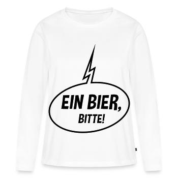 Ein Bier, Bitte! (Sprechblase / Bierchen / Up / B) - Frauen Premium Bio Langarmshirt - Weiß - Vorne - Julia (174cm)