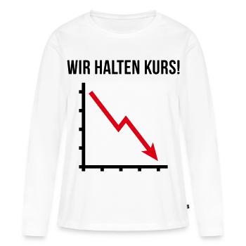 Wir Halten Kurs! (Fortschritt / Abwärts / POS 2C) - Frauen Premium Bio Langarmshirt - Weiß - Vorne - Julia (174cm)