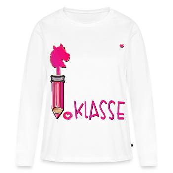 Inscription scolaire Enfants Passe-temps - T-shirt manches longues Premium bio Femme - blanc - Devant - Julia (174cm)