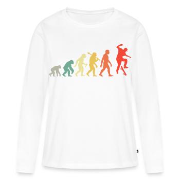 Skateboard Evolution Männer und Jungen Skatboarder - Frauen Premium Bio Langarmshirt - Weiß - Vorne - Julia (174cm)