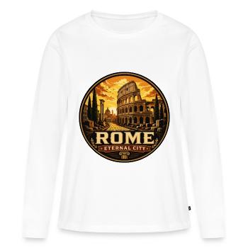 Rom Ewige Stadt Kolosseum Vintage-Abzeichen - Frauen Premium Bio Langarmshirt - Weiß - Vorne - Julia (174cm)