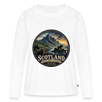 Scotland Highland Legends Vintage-Reiseabzeichen - Frauen Premium Bio Langarmshirt - Weiß - Vorne - Julia (174cm)