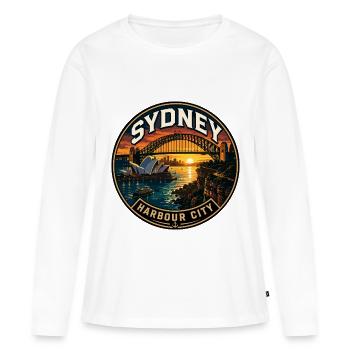 Badge de voyage vintage de la ville du port de Sydney - T-shirt manches longues Premium bio Femme - blanc - Devant - Julia (174cm)