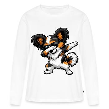 Dabbing Papillon im Comic Stil - Frauen Premium Bio Langarmshirt - Weiß - Vorne - Julia (174cm)