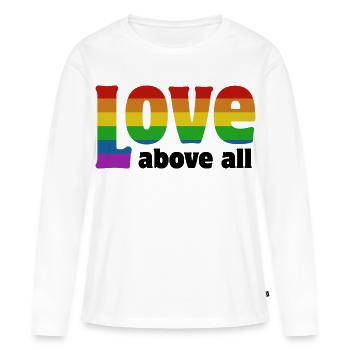 Liebe über alles | in Pride-Farben - Frauen Premium Bio Langarmshirt - Weiß - Vorne - Julia (174cm)