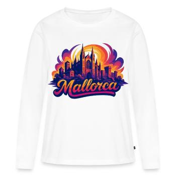 Silhouette épique et colorée de Majorque - T-shirt manches longues Premium bio Femme - blanc - Devant - Julia (174cm)