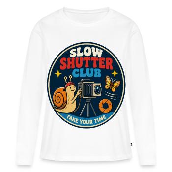 Slow Shutter Club für Fotografie-Fans - Frauen Premium Bio Langarmshirt - Weiß - Vorne - Julia (174cm)