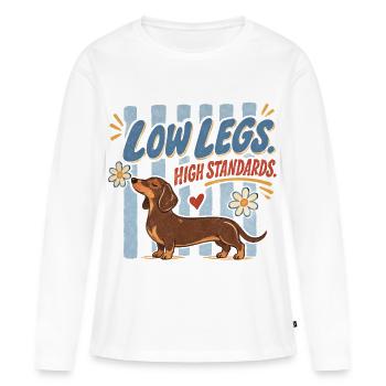Teckel Low Legs Haut Standards Rétro - T-shirt manches longues Premium bio Femme - blanc - Devant - Julia (174cm)