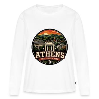 Écusson Arch rétro de la ville classique d’Athens Georgia - T-shirt manches longues Premium bio Femme - blanc - Devant - Julia (174cm)