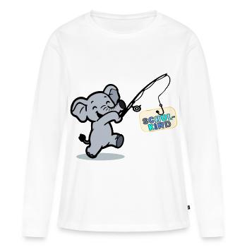 Schulkind Angeln Elefanten - Frauen Premium Bio Langarmshirt - Weiß - Vorne - Julia (174cm)