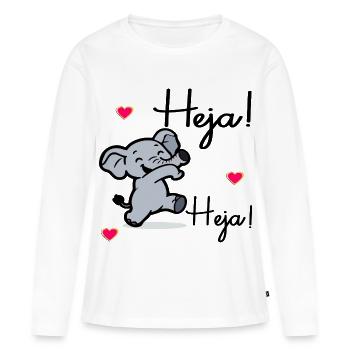 Bonjour les éléphants - T-shirt manches longues Premium bio Femme - blanc - Devant - Julia (174cm)