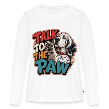 Setter anglais - T-shirt manches longues Premium bio Femme - blanc - Devant - Julia (174cm)