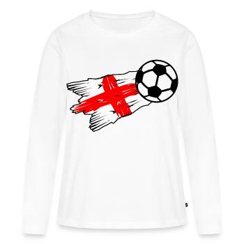 Le drapeau anglais rencontre le football - T-shirt manches longues Premium bio Femme - blanc - Devant - Julia (174cm)