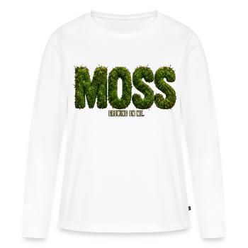 MOSS – Grandir en moi | Jeu de mots botanique - T-shirt manches longues Premium bio Femme - blanc - Devant - Julia (174cm)