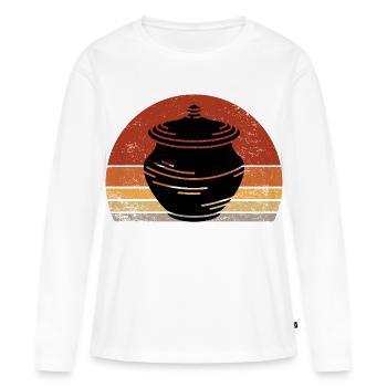 Céramique Rétro Vintage Artisan - T-shirt manches longues Premium bio Femme - blanc - Devant - Julia (174cm)