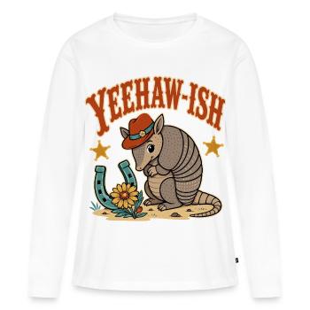 Yeehaw Ish Cowboy Armadillo - T-shirt manches longues Premium bio Femme - blanc - Devant - Julia (174cm)