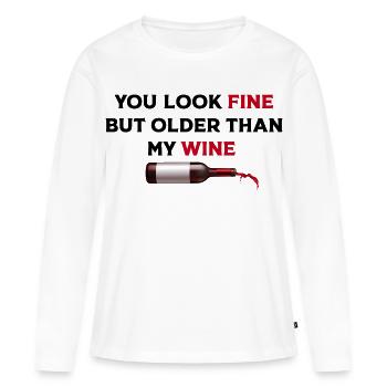 Art de la bouteille de vin fine - T-shirt manches longues Premium bio Femme - blanc - Devant - Julia (174cm)