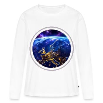 Terre depuis l’espace avec anneau néon - T-shirt manches longues Premium bio Femme - blanc - Devant - Julia (174cm)