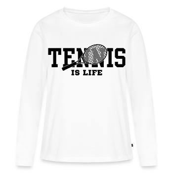 Le tennis, c’est la vie - T-shirt manches longues Premium bio Femme - blanc - Devant - Julia (174cm)