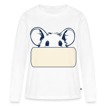 Souris pour étiquette de nom - T-shirt manches longues Premium bio Femme - blanc - Devant - Julia (174cm)