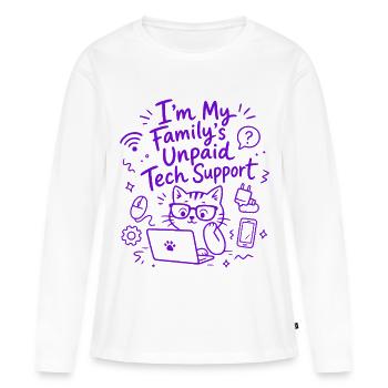 Je suis le support technique non rémunéré de ma famille - Funny Tech - T-shirt manches longues Premium bio Femme - blanc - Devant - Julia (174cm)