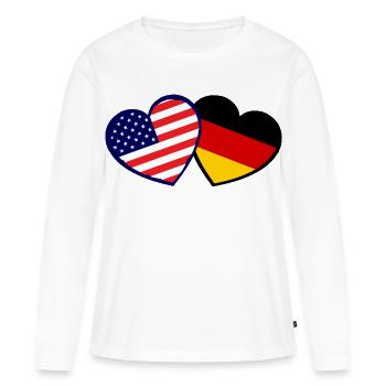 Double Nations Heart États-Unis-Allemagne - T-shirt manches longues Premium bio Femme - blanc - Devant - Julia (174cm)