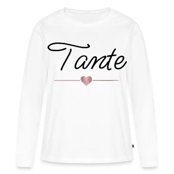 Tante Cœur Cadeau Personne Préférée de la Famille - T-shirt manches longues Premium bio Femme - blanc - Devant - Julia (174cm)