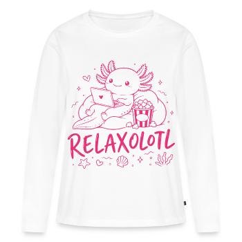 RELAXOLOTL - AXOLOTL mignon et relaxant - T-shirt manches longues Premium bio Femme - blanc - Devant - Julia (174cm)