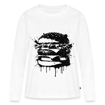 Burger Street Art Noir - T-shirt manches longues Premium bio Femme - blanc - Devant - Julia (174cm)