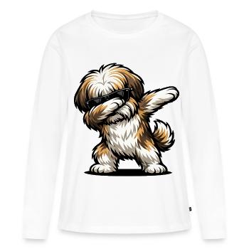 Tappage de Lhassa Apso - T-shirt manches longues Premium bio Femme - blanc - Devant - Julia (174cm)