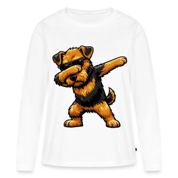 Dab du terrier Airedale - T-shirt manches longues Premium bio Femme - blanc - Devant - Julia (174cm)