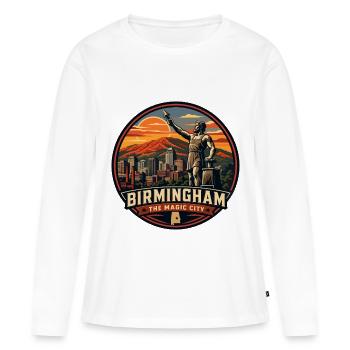 Insigne de la statue vulcaine de la ville magique de Birmingham - T-shirt manches longues Premium bio Femme - blanc - Devant - Julia (174cm)