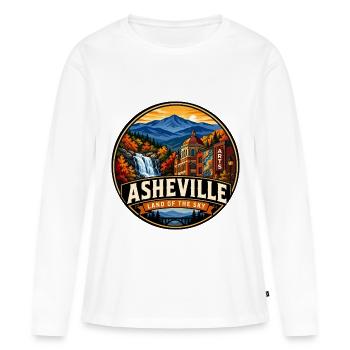 Insigne vintage de montagne Asheville Land of the Sky - T-shirt manches longues Premium bio Femme - blanc - Devant - Julia (174cm)