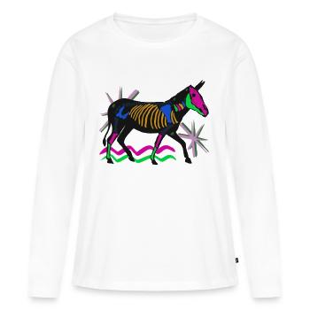 Squelette néon - T-shirt manches longues Premium bio Femme - blanc - Devant - Julia (174cm)