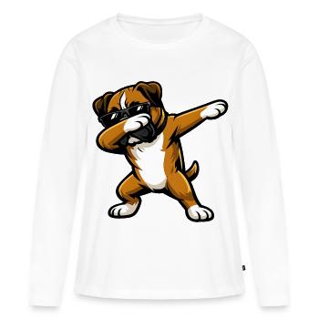 Boxer en mode comic - T-shirt manches longues Premium bio Femme - blanc - Devant - Julia (174cm)