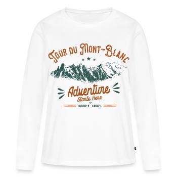 Tour du Mont-Blanc TMB Adventure Randonnée Alpes - T-shirt manches longues Premium bio Femme - blanc - Devant - Julia (174cm)