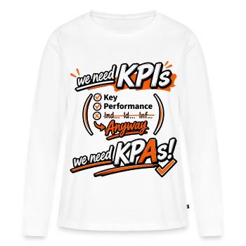 KPI Motivation graphique - T-shirt manches longues Premium bio Femme - blanc - Devant - Julia (174cm)