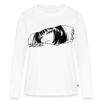 Visage de fille d’anime avec des personnages - T-shirt manches longues Premium bio Femme - blanc - Devant - Julia (174cm)