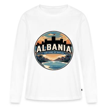 Insigne rétro des îles Ksamil en Albanie - T-shirt manches longues Premium bio Femme - blanc - Devant - Julia (174cm)
