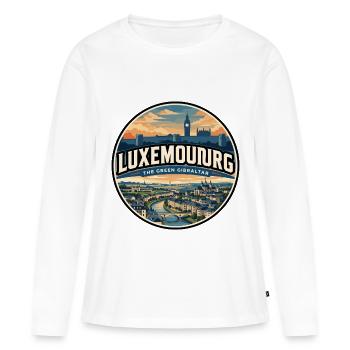 Emblème rétro luxembourgeois de la vallée Grund - T-shirt manches longues Premium bio Femme - blanc - Devant - Julia (174cm)