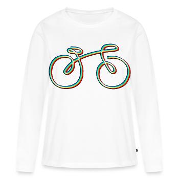 musique électronique dance, vélo - T-shirt manches longues Premium bio Femme - blanc - Devant - Julia (174cm)
