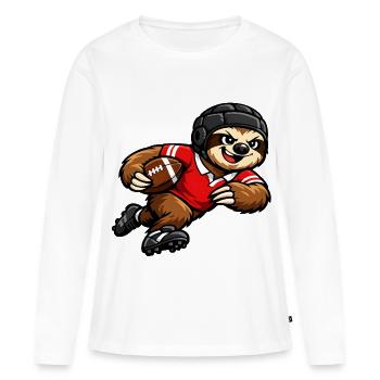 Un joli paresseux jouant au rugby - T-shirt manches longues Premium bio Femme - blanc - Devant - Julia (174cm)