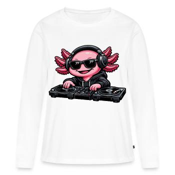 Axolotl Beats – Mignon Axolotl en tant que DJ - T-shirt manches longues Premium bio Femme - blanc - Devant - Julia (174cm)