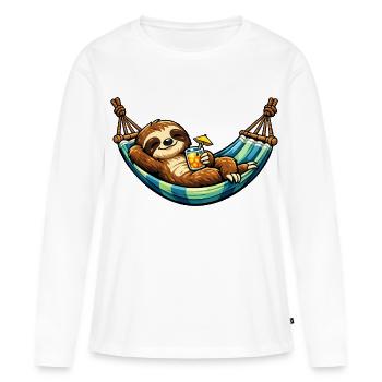 Paresseux dans un hamac avec cocktail - T-shirt manches longues Premium bio Femme - blanc - Devant - Julia (174cm)